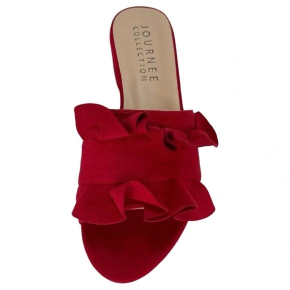 Journee Collection Sabica Red Microfiber Womens Sandals Size 6M - Picture 8 of 13